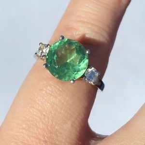 Sterling silver green topaz ring, size 7